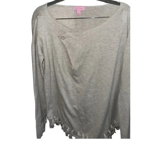 Lilly Pulitzer Heather Gray Ferrera Long Sleeve Sweater Size Large - Picture 2 of 7